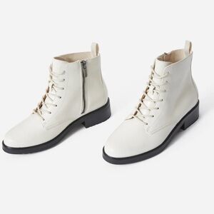 Everlane The Modern Utility Lace-Up Boot White Size 7 NEW